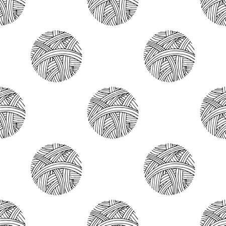 Yarn ball pattern in hand drawn style.  illustrationのイラスト素材