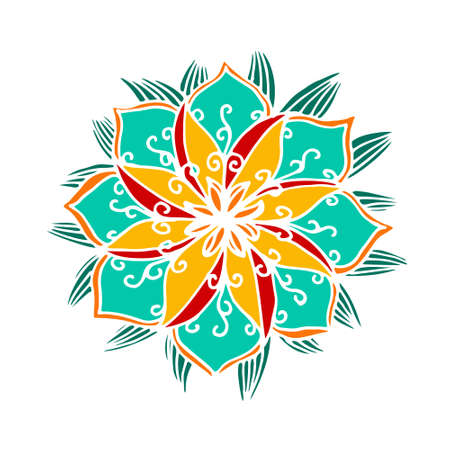 Hand drawn flower mandala for cards, invitations and coloring book. Boho styleのイラスト素材