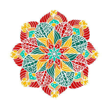 Hand drawn flower mandala for cards, invitations and coloring book. Boho styleのイラスト素材