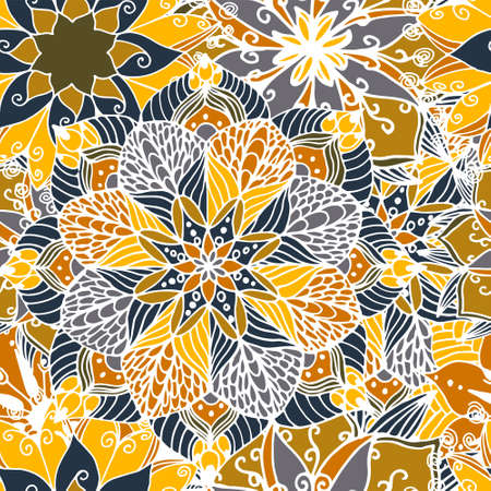 Hand drawn flower mandala for cards, invitations and coloring book. Boho styleのイラスト素材
