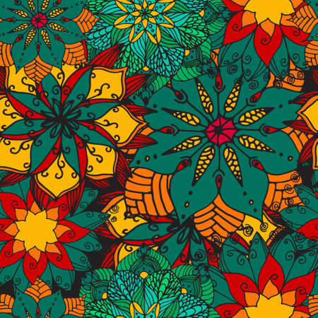 Boho style hand drawn flower mandala for cards, invitations and coloring book.のイラスト素材