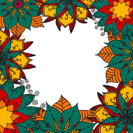 Boho style hand drawn flower mandala for cards, invitations and coloring book.のイラスト素材