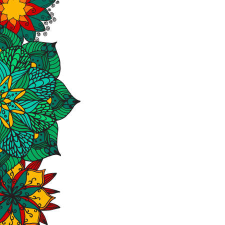 Boho style hand drawn flower mandala for cards, invitations and coloring book.のイラスト素材
