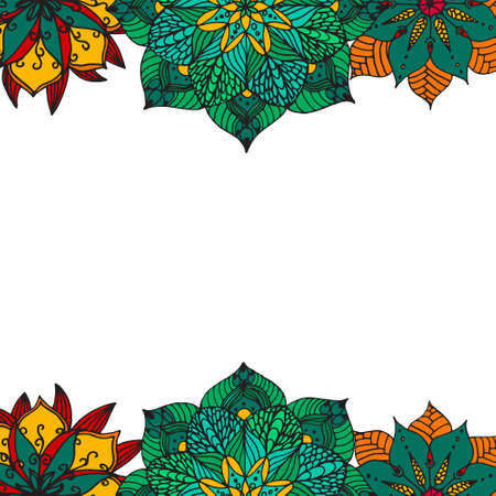 Boho style hand drawn flower mandala for cards, invitations and coloring book.のイラスト素材