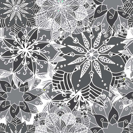 Boho style hand drawn flower mandala for cards, invitations and coloring book.のイラスト素材