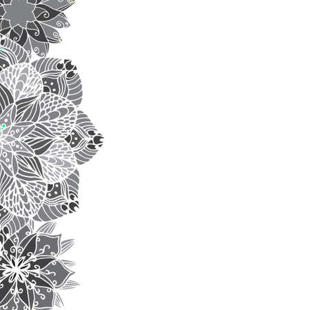 Boho style hand drawn flower mandala for cards, invitations and coloring book.のイラスト素材