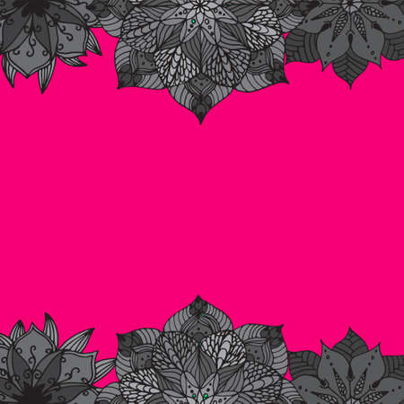 Boho style hand drawn flower mandala for cards, invitations and coloring book.のイラスト素材