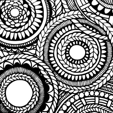 Zentangle doodle pattern for coloring book and adults. Made by trace from personal hand drawn sketch. Black and whiteのイラスト素材