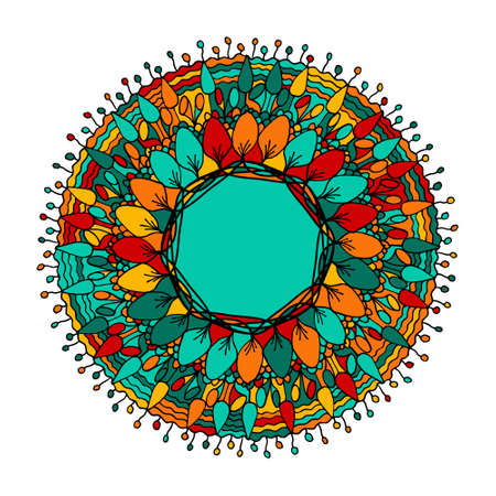 Zentangle mandala for coloring book and adults. Made by trace from personal hand drawn sketch. Flower mandalaのイラスト素材