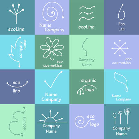 Organic cosmetic mono line logo design templates. Made in . Perfect for packaging and wrapping paperのイラスト素材