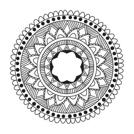 A Zentangle mandala for coloring book and adults. Made by trace from personal hand drawn sketch. Flower mandalaのイラスト素材