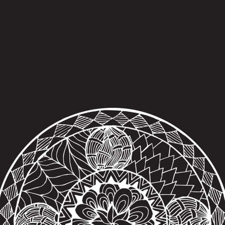 Zentangle mandala for coloring book and adults. Made by trace from personal hand drawn sketch. Flower mandalaのイラスト素材
