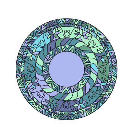 Zentangle mandala for coloring book and adults. Made by trace from personal hand drawn sketch. Flower mandalaのイラスト素材