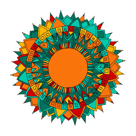 Mandala for coloring book and adults. Made by trace from personal hand drawn sketch. Flower mandalaのイラスト素材