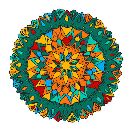 Zentangle mandala for coloring book and adults. Made by trace from personal hand drawn sketch. Flower mandalaのイラスト素材