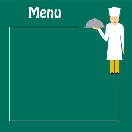 Menu with chef in flat style. Template in . Good for cafe, restaurant.のイラスト素材