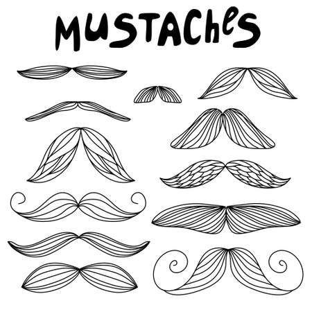 Mustaches in . Set on flat styleのイラスト素材