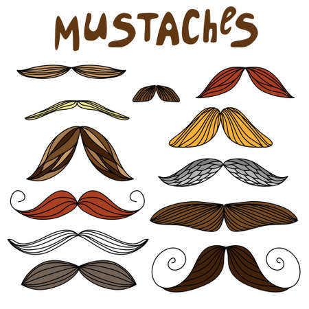 Mustaches in . Set on flat styleのイラスト素材