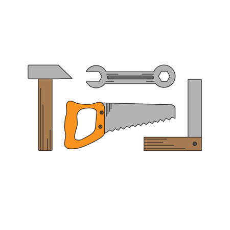 Handymen tools in flat style.  illustration.のイラスト素材