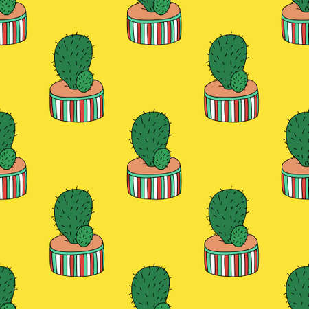 Cactus pattern in . Pattern with cartoon cactus on rose background