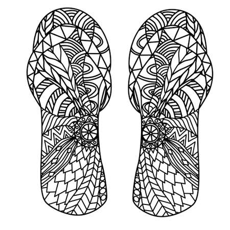 Hand drawn thongs in . For prints and coloring booksのイラスト素材