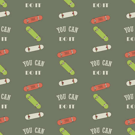 Skatebord seamless pattern in .  Perfect for web, scrapbooking, print.のイラスト素材