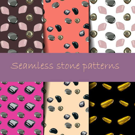 Stones seamless patterns set in .のイラスト素材