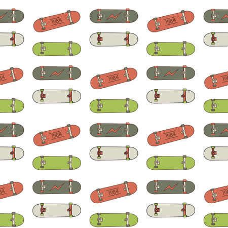 Skatebord seamless pattern in .  Perfect for web, scrapbooking, print.のイラスト素材