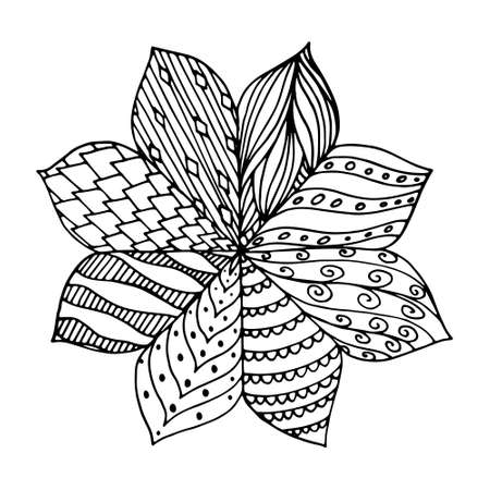 Zentangle mandala for coloring book and adults. Made by trace from personal hand drawn sketch. Black and whiteのイラスト素材