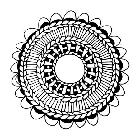 Hand drawn flower mandala for cards, invitations and coloring bookのイラスト素材