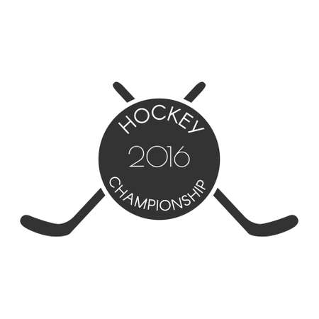 Hockey logoin . Creative monochrome badge. Hockey club, hockey championship, sport elements. Perfect for logo, banners, stickers.のイラスト素材