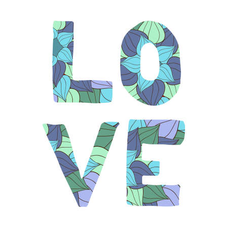 Love lettering with flowers letters. Perfect for print, textile and cardsのイラスト素材