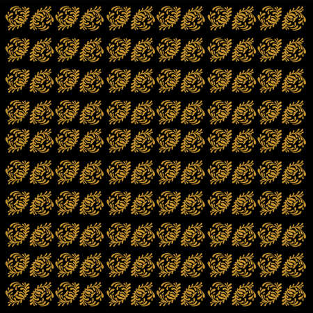 Barocco pattern on black background. Hand drawn flower for cards, prints and textile.  illustrationのイラスト素材
