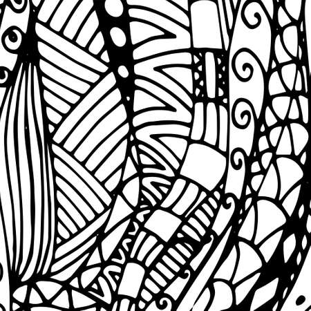 doodle pattern for coloring book and adults. Made by trace from personal hand drawn sketch. Black and whiteのイラスト素材