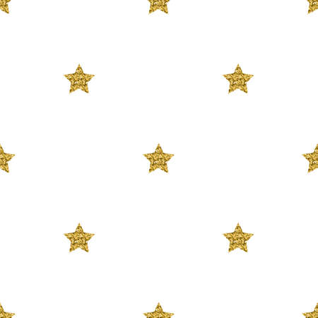 Pattern with  stars with golden texture. Perfect for web, print and textile. White backgroundのイラスト素材