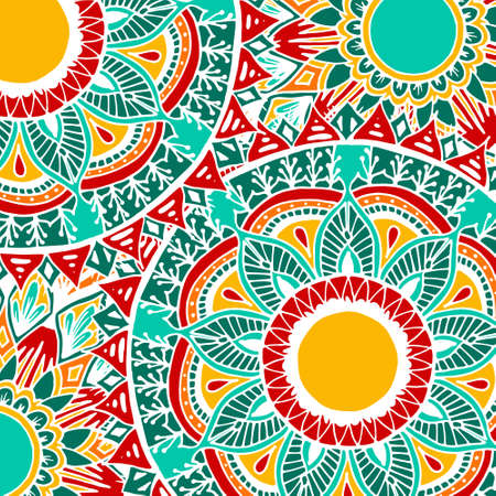 Hand drawn flower mandala for cards, invitations and coloring book. Boho styleのイラスト素材
