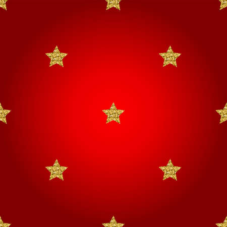 Pattern with  stars with golden texture. Perfect for web, print and textile. Red backgroundのイラスト素材