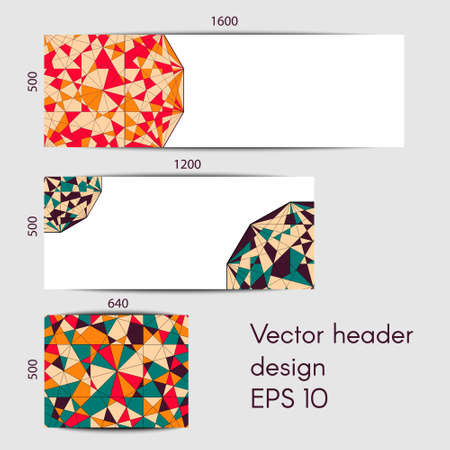 Abstract header design in vector. Banners with sacred geometry pattern. Arabic patterns.のイラスト素材
