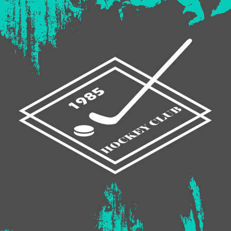 Hockey logo in . Creative monochrome badge. Hockey club, hockey championship, sport elements. Perfect for logo, banners, stickers.のイラスト素材