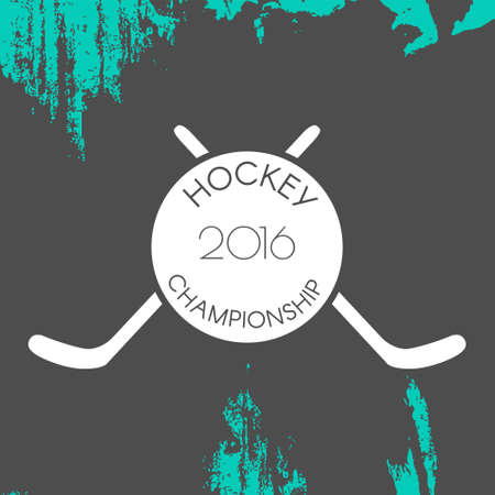Hockey logo in . Creative monochrome badge. Hockey club, hockey championship, sport elements. Perfect for logo, banners, stickers.のイラスト素材