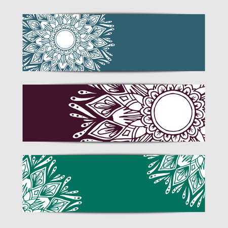 Banner with flower mandala in . Header designのイラスト素材
