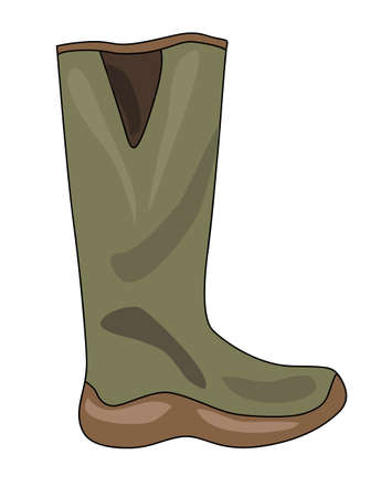 Hunters boot in cartoon style.  illustration. Hunting, isolated object on white backgroundのイラスト素材