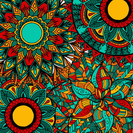 Hand drawn flower mandala for cards, invitations and coloring book. Boho styleのイラスト素材