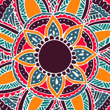 Hand drawn flower mandala for cards, invitations and coloring book. Boho styleのイラスト素材