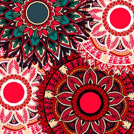 Hand drawn flower mandala for cards, invitations and coloring book. Boho styleのイラスト素材