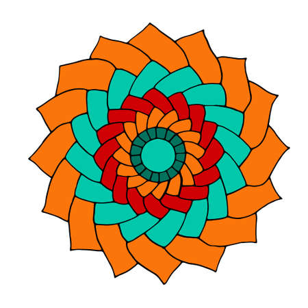 Flower mandala for cards, prints, textile and coloring books. Hand drawn illustration in vectorのイラスト素材