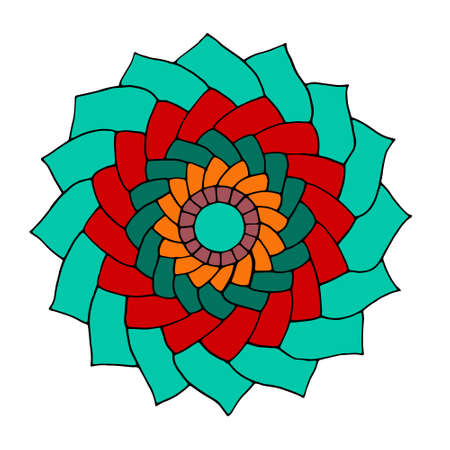 Flower mandala for cards, prints, textile and coloring books. Hand drawn illustration inのイラスト素材