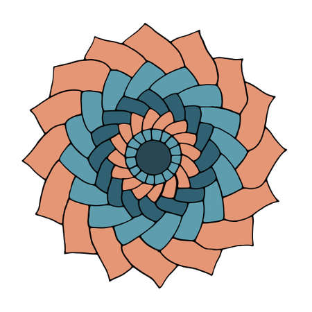 Flower mandala for cards, prints, textile and coloring books. Hand drawn illustration in vectorのイラスト素材