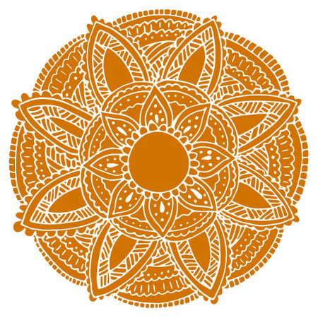 Flower mandala for cards, prints, textile and coloring books. Hand drawn illustration inのイラスト素材
