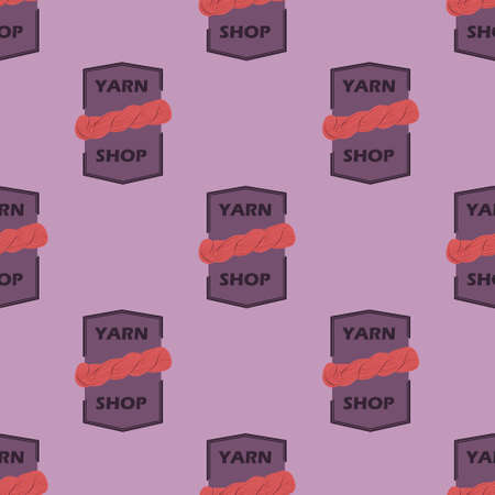 Pattern for knitting shop, hand made workshop and packaging. Knitting logo.   badges with yarn balls. Yarn balls from wool and angora.のイラスト素材